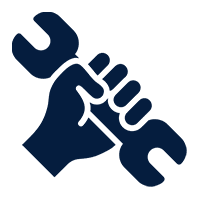 A hand holding a wrench in the shape of a fist.