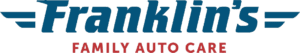 A green and blue logo for franklin auto repair.